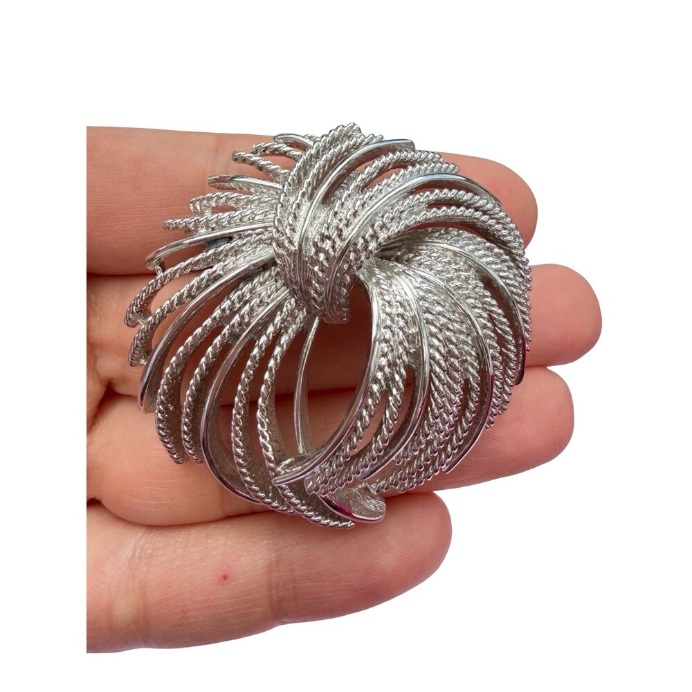Monet 1960s Sheaf Cordelia Brooch Pin Signed Silver Tone 2"